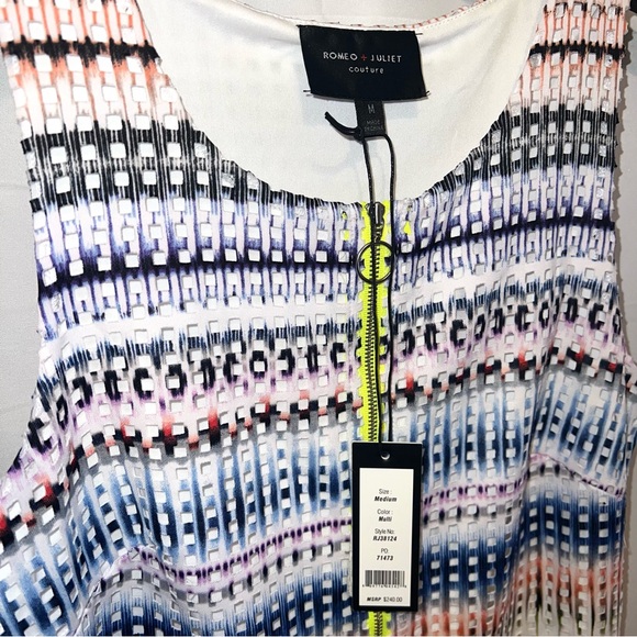 Romeo + Juliet Neon Multi Ombre Perforated Zip-Up Sleeveless A-Line Sheath Dress - Picture 5 of 11